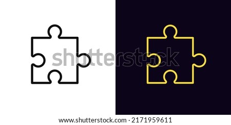 Outline puzzle part icon, with editable stroke. Jigsaw puzzle piece, app addition pictogram. Business solution, game challenge, gaming plugin, extension and addon. Vector icon for UI and Animation