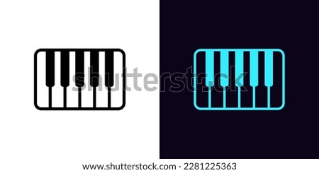 Outline piano icon, with editable stroke. Piano keyboard sign, musical instrument pictogram. Classical music, pianoforte melody, jazz show and performance, piano keys and sound. Vector icon