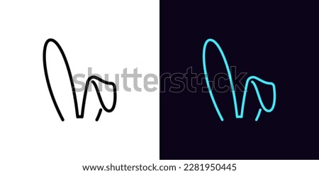 Outline bunny ears icon, with editable stroke. Rabbit ears silhouette, Easter hare pictogram. Cute bunny ears headband for Easter, rabbit costume mask, festive decoration for head. Vector icon