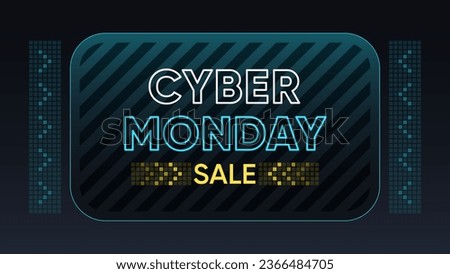 Banner design of Cyber Monday Sale. Outline text Cyber Monday with textured frame. Template for digital ad, online sale, promo offers, social media banners and animation. Vector illustration