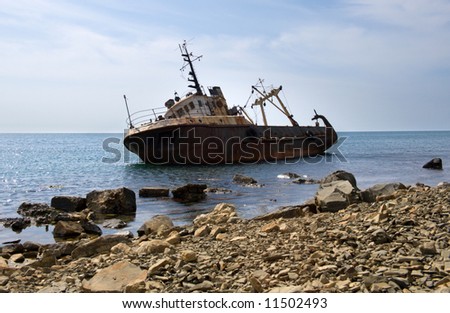 The ship cast by a storm ashore