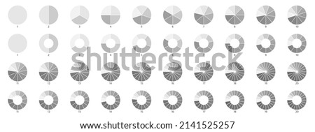 Segment slice icon. Wheel round diagram part. Pie chart design element. Circle section graph. 2,3,4,5,6 segment infographic. Five phase, six circular cycle. Geometric element. Vector illustration.