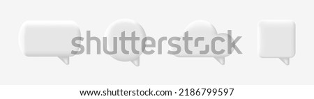 White speech bubble set. Social media banner. Chat message icon. 3d text box. Social media banner. Comment square balloon. Business dialog frame. Speak tag. Cloud quite sign. Vector illustration.