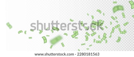 Dollars green wave frame. Dollar banknotes falling icon. Money rain border. Winner banner. Winner cash sign. Currency collection. Paper bank notes. Jackpot, big win lottery. Vector illustration.