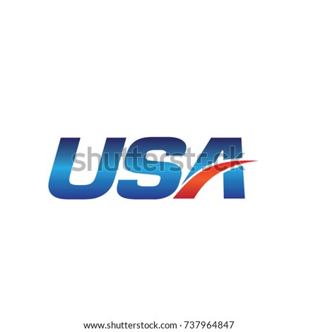 USA logo, USA initial overlapping swoosh letter logo blue and red