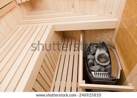finnish sauna with hot stones