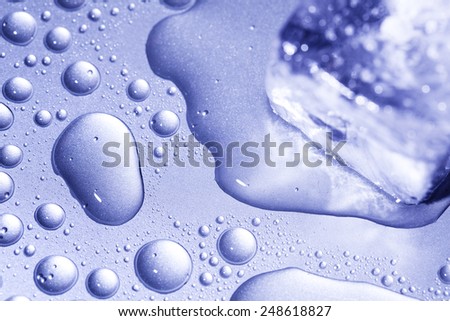 water drops background and ice cube