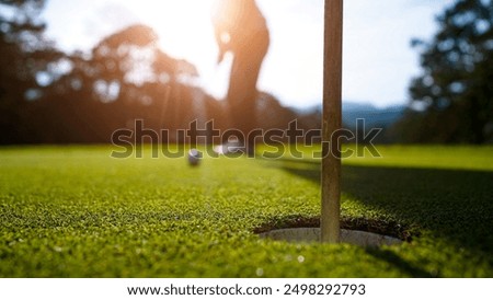 Similar – Image, Stock Photo Golf balls and clubs on golf course