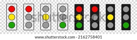 Traffic lights with signal options isolated. Controller illuminated with red stop color yellow attention and green drove black off creative control implementation business vector projects
