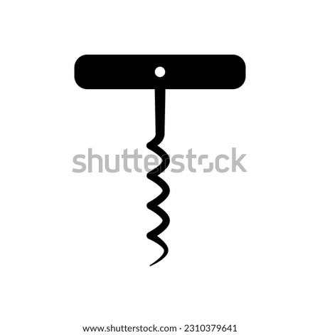 Corkscrew icon. Tool with metal spiral for pulling corks and opening bottles of wine for tasting and vector party vector