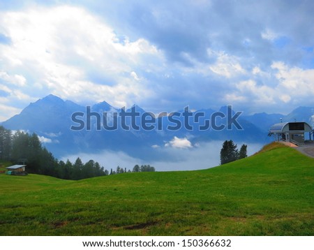 Ski resort in summer in the Engadine valley, Switzerland