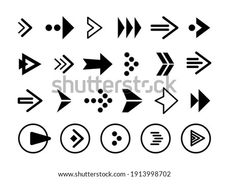 Arrows black icon set on white background. Arrow icon. Collection of vector arrows. Arrow. Cursor. Modern simple arrows. Vector illustration for the site, application.