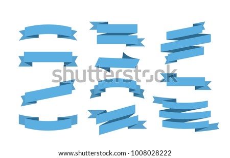 Vector Blue ribbons set. Elements isolated on white background