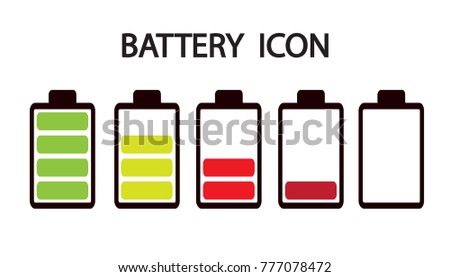 Battery flat icon set .Set of battery charge level indicators. Design element