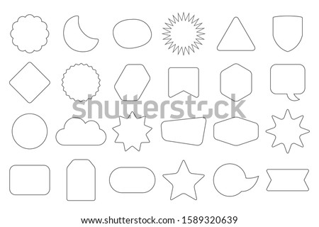 Black line and isolated random shapes empty frames and banners icons set on white background