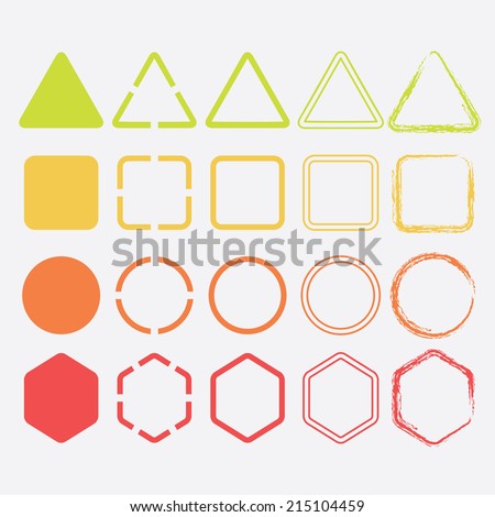 Colorful shape icons in different colors and designs set