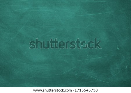 Image, Stock Photo blank green chalk school board and stack of books, back to school