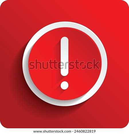 Exclamation mark symbol on red circle background. EPS Vector file.