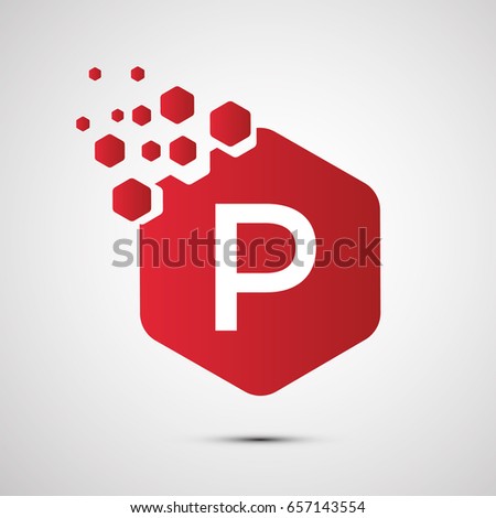 Creative Letter P logo in hexagonal design, vector icon template for professional branding and business.