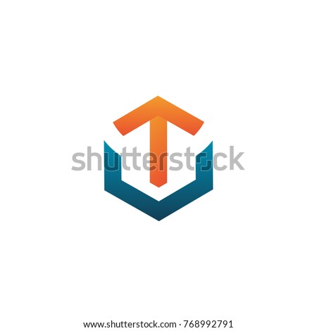 Creative hexagonal logo design, letter tv or vt icon concept. vector symbol for business.