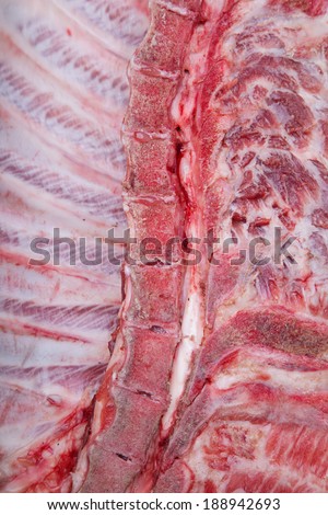 half carcass of a pig close up
