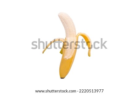 Similar – Image, Stock Photo Half peeled banana in sunlight on yellow background