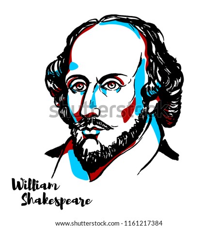 William Shakespeare engraved vector portrait with ink contours. English poet, playwright and actor, the greatest writer in the English language and the world's pre-eminent dramatist.