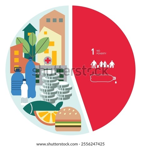 SDG 1 - No Poverty vector icons infographic Illustration that describes poverty problem. Chat pie, abundance versus poverty