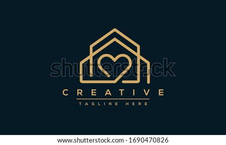 House with heart shape logo design, Modern and simple love home icon vector.