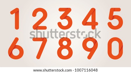 Red Origami Numbers From Zero to Nine, Vector Illustration Set