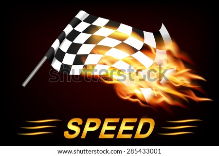 Speed Flag In Fire On Dark Background. Vector Illustration - 285433001 ...