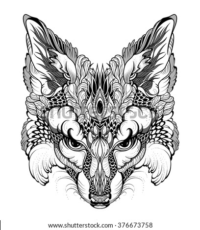Fox Head Tattoo. Psychedelic / Zentangle Style Stock Vector 376673758 ...