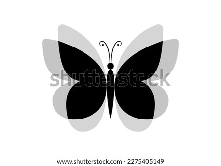 Optical Illusion Of Black Butterfly Icon Vector Illustration Isolated On White Background