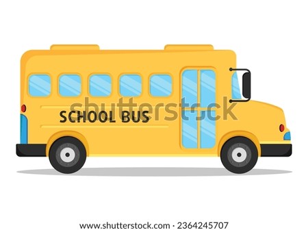 School Bus Vector Illustration Isolated on White Background. Clipart School Bus in Flat Style