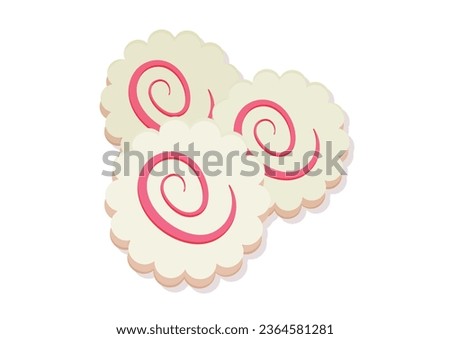 Japanese Narutomaki Fish Vector Flat Design Isolated On white Background. Japanese Food