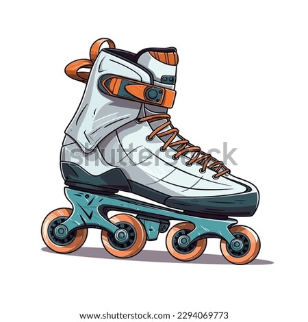 Roller skates - inline skates - Sports adrenaline games -  Cartoon vector illustration. label, sticker, t-shirt printing