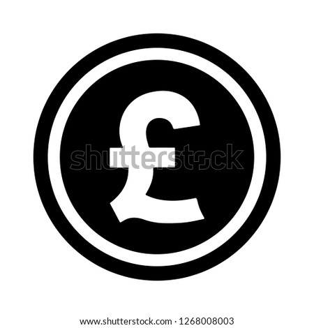 Currency flat icon symbols coin : Great Britain pound sterling GBP vector illustration in black and white.