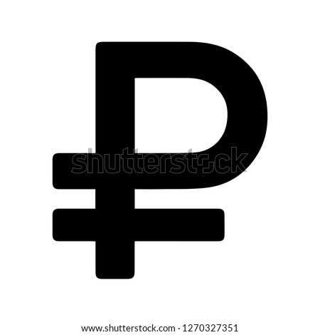 Basic Currency icon symbols sign : Russian Ruble Rub vector illustration in black and white.
