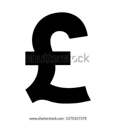 Basic Currency icon symbols sign : Great Britain pound sterling GBP vector illustration in black and white.