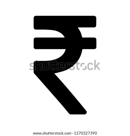 Basic Currency icon symbols sign : Indian Rupee INR vector illustration in black and white.