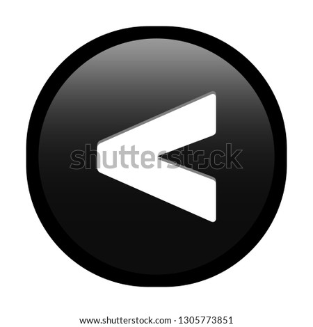 Simple soft Black Mathematical Symbols sign of less than signal circle button with inner shadow illustration in vector