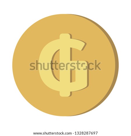 Simple Currency money symbols icon : Paraguay’s Paraguayan guaraní PYG gold coin vector illustration