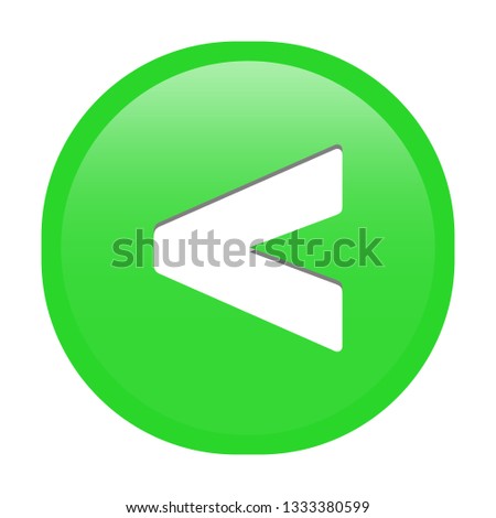 Simple soft Green Mathematical Symbols sign of < less than signal circle button with inner shadow illustration in vector