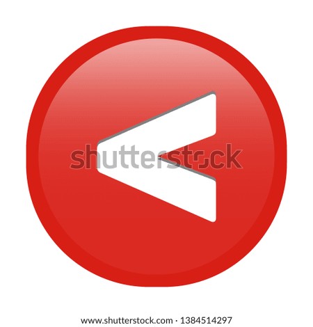 Simple soft red Mathematical Symbols sign of less than signal circle button with inner shadow illustration in vector