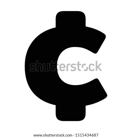 Basic Currency icon symbols sign : Cent ¢ vector illustration in black and white.
