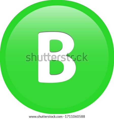 Simple soft green Greek fraternity alphabet Symbols sign capital letter Β β Beta circle button with inner shadow illustration in vector