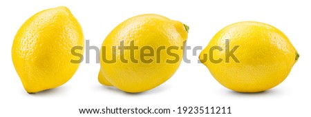 Lemon isolate on white. Lemon side view on white. Whole lemon. one, 1 fruit. With clipping path.