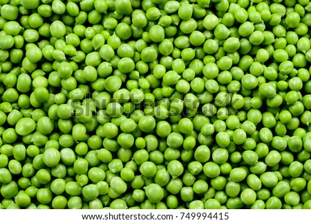 Green Peas. Green background. Peas background. Top view. Foto stock © 