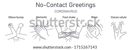 Greeting hit your elbow. Elbow bump. Safe greetings. Methods to prevent transmission of infection, virus, coronavirus, influenza. Coronavirus epidemic protective equipment. No hands. Flat vector