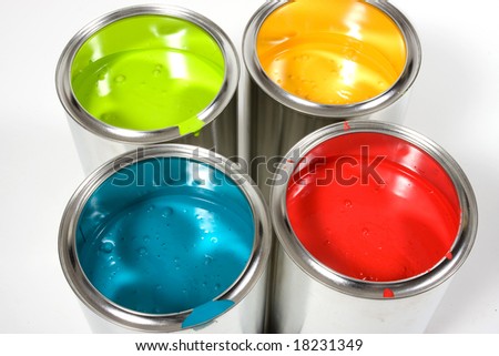 Opened paint buckets colors